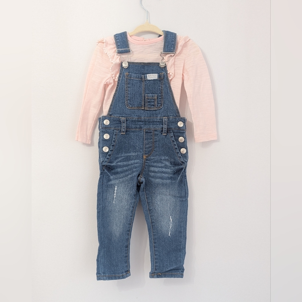 Seven Jeans Denim Blue Kids Overalls And Long Sleeve Shirt